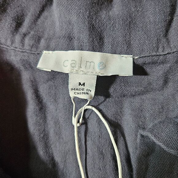 Calme by Johnny Was Double Pocket Shacket Long Sleeve Shirt Gauze Graphite Sz M - Picture 6 of 10